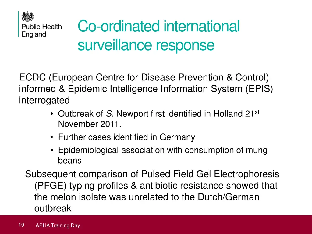 co ordinated international surveillance response