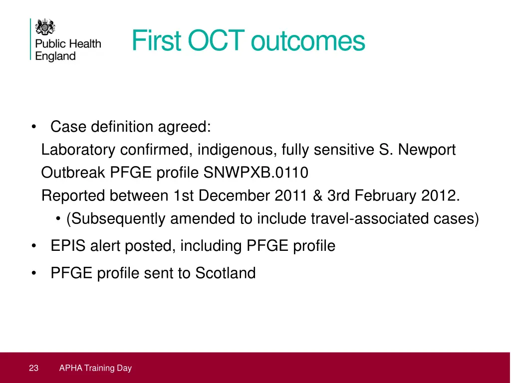 first oct outcomes