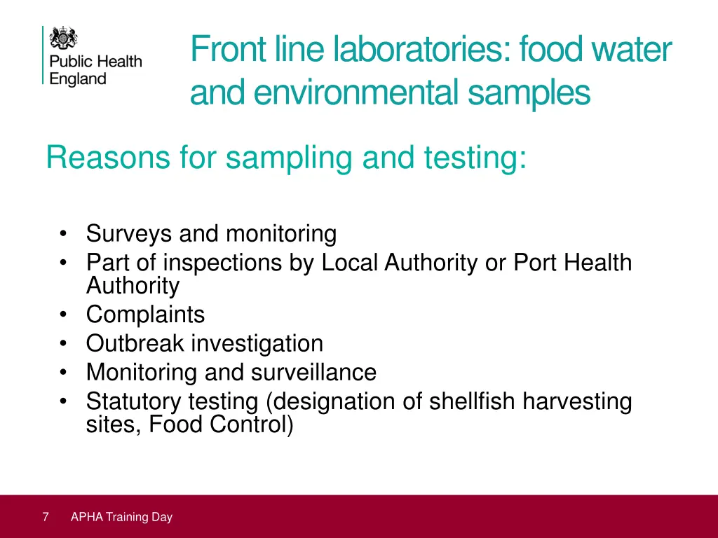 front line laboratories food water