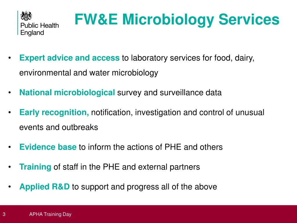 fw e microbiology services