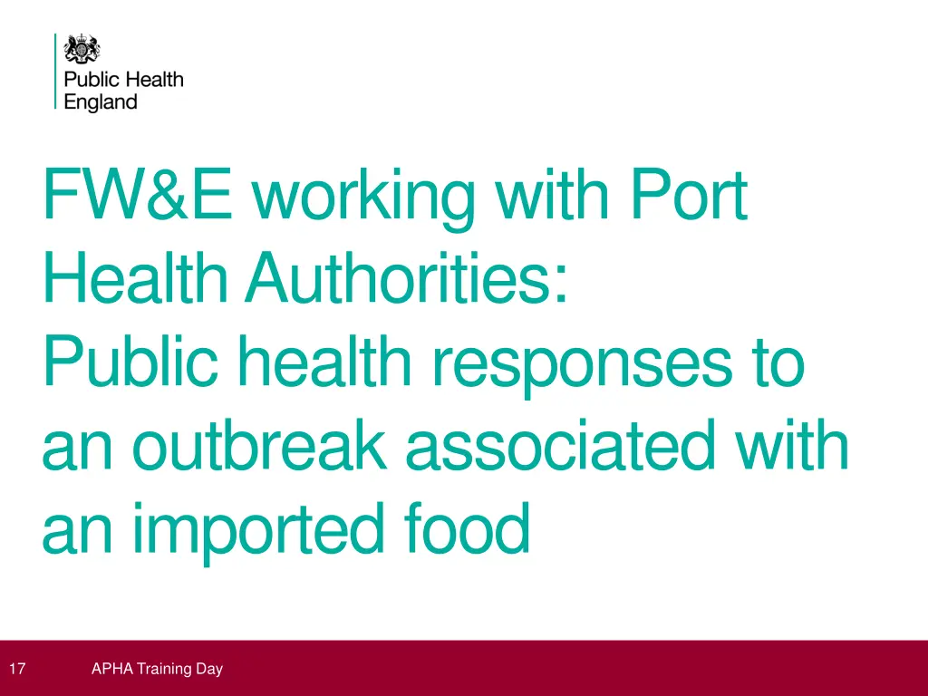 fw e working with port health authorities public