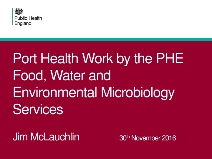 port health work by the phe food water