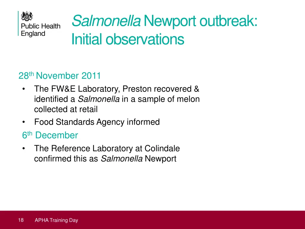 salmonella newport outbreak initial observations