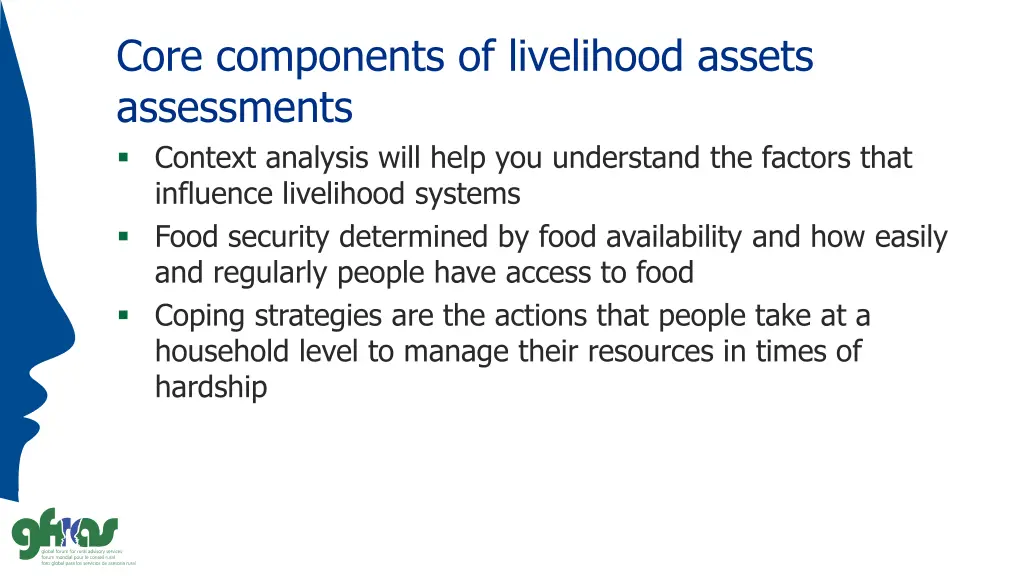 core components of livelihood assets assessments