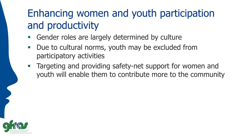 enhancing women and youth participation