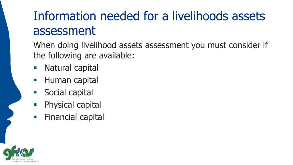 information needed for a livelihoods assets