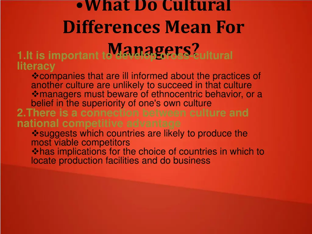what do cultural differences mean for managers