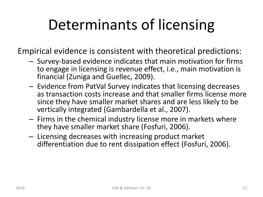 determinants of licensing 1