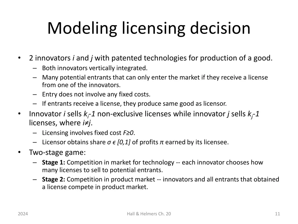 modeling licensing decision 1