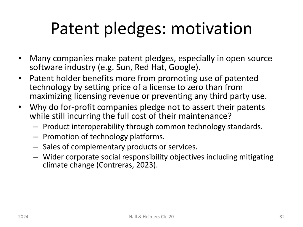 patent pledges motivation