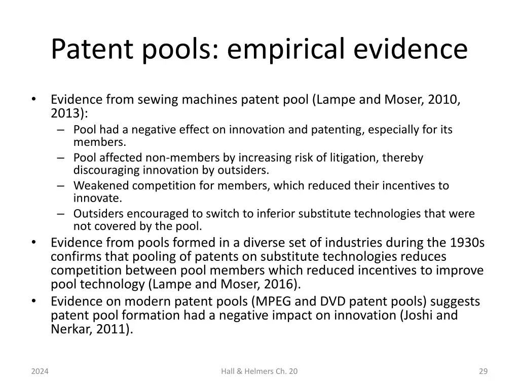 patent pools empirical evidence