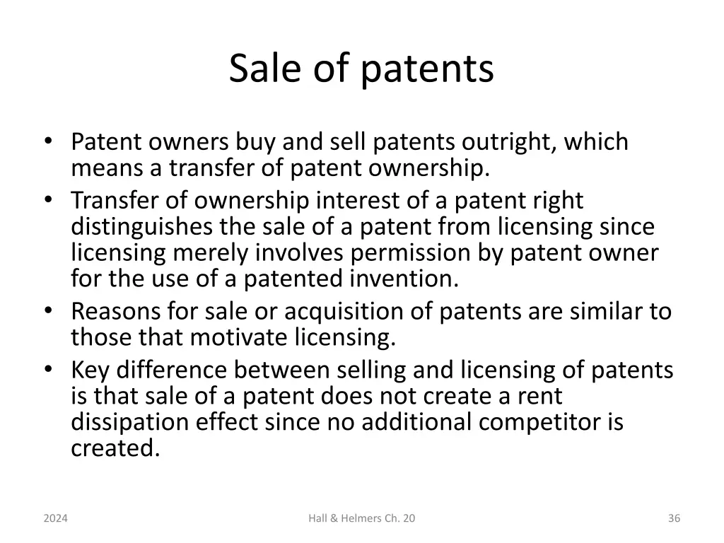 sale of patents