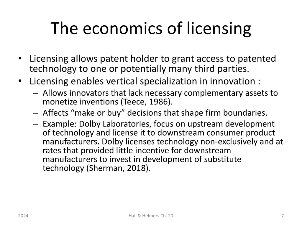 the economics of licensing