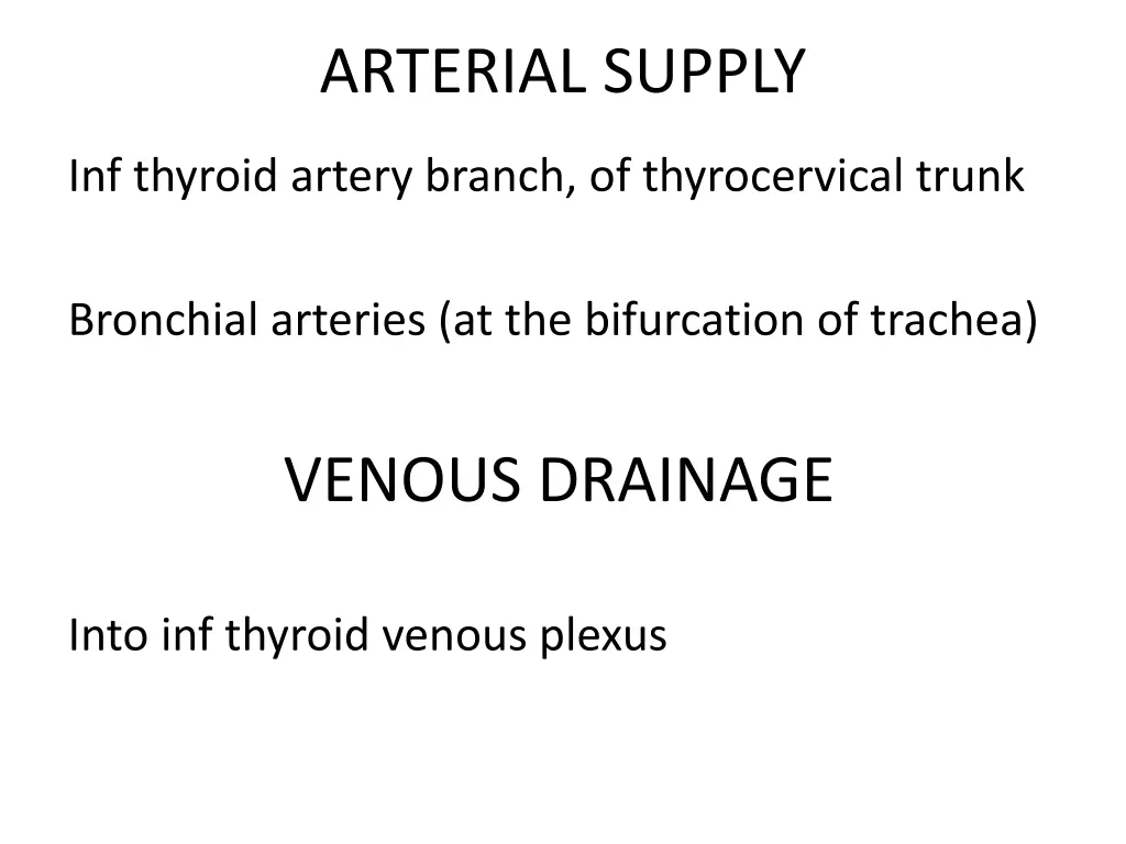arterial supply