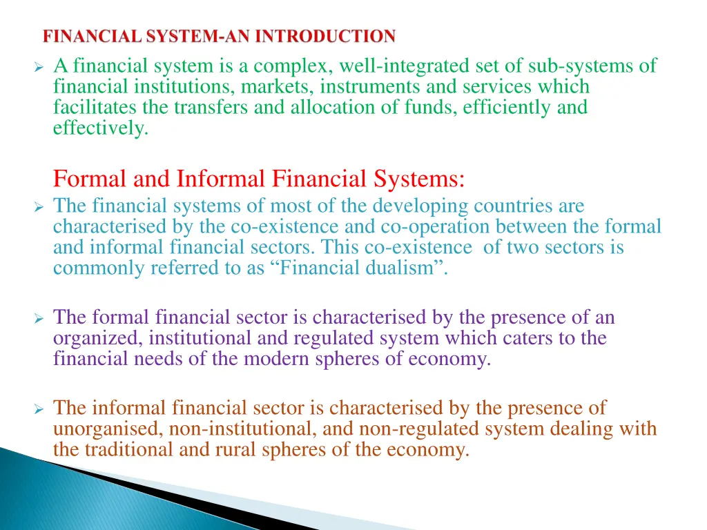 a financial system is a complex well integrated