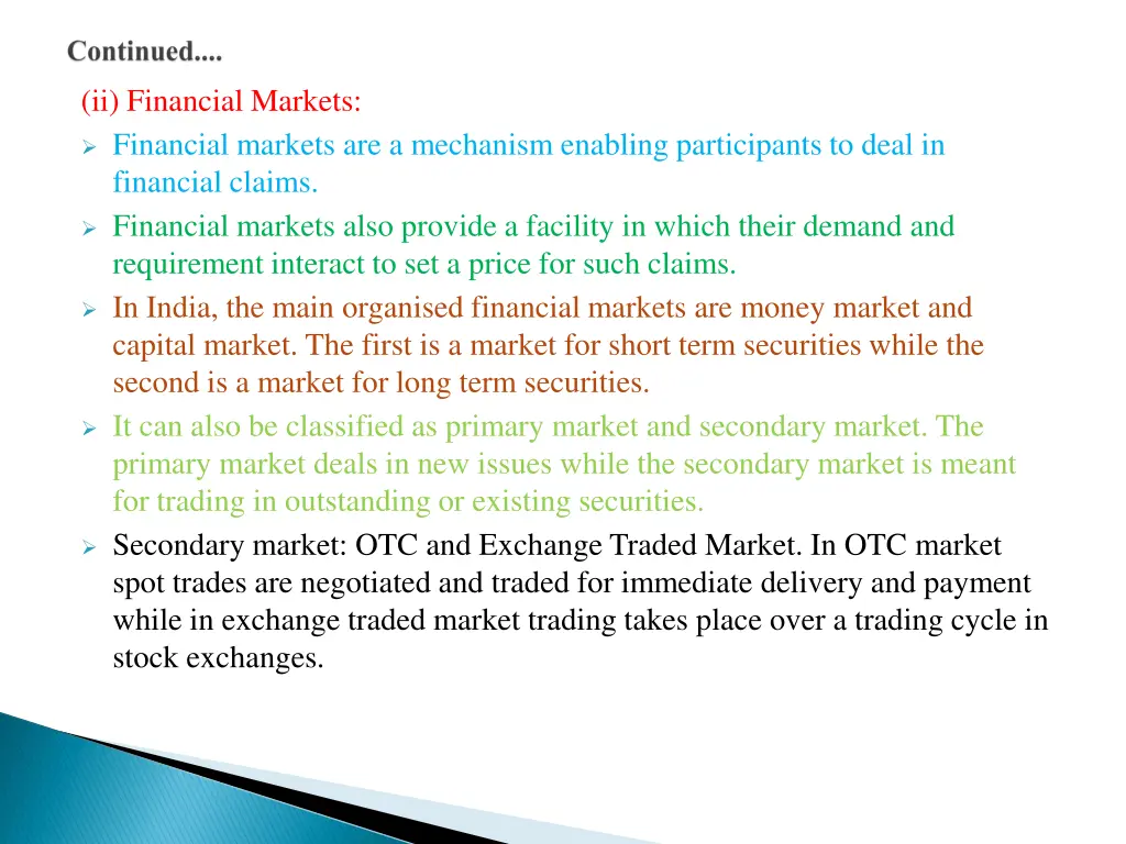 ii financial markets financial markets