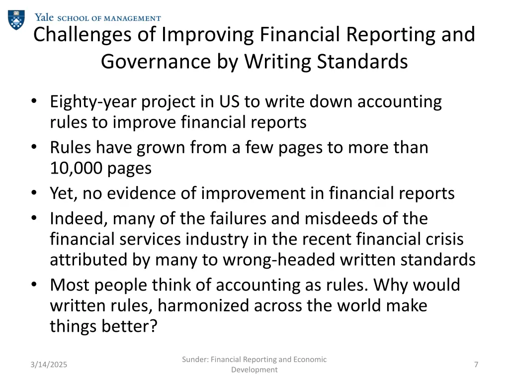 challenges of improving financial reporting