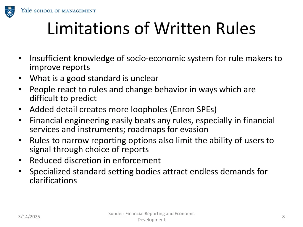 limitations of written rules
