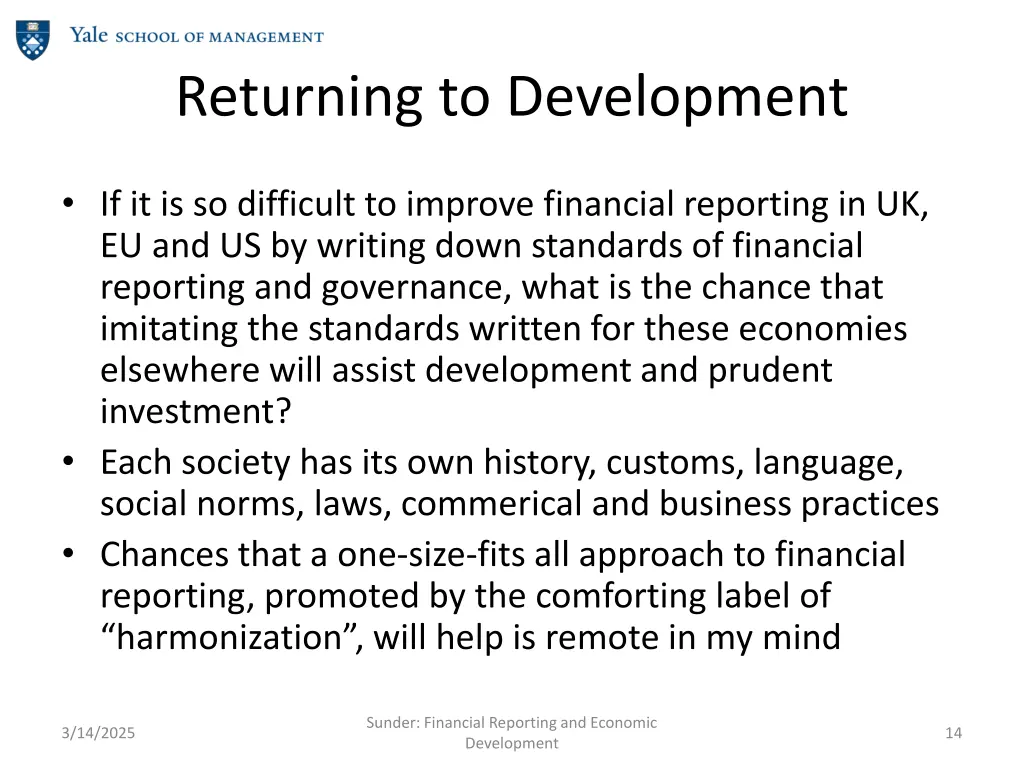 returning to development
