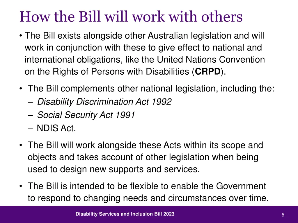 how the bill will work with others