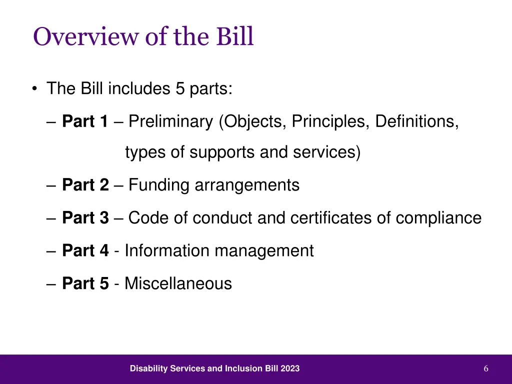 overview of the bill