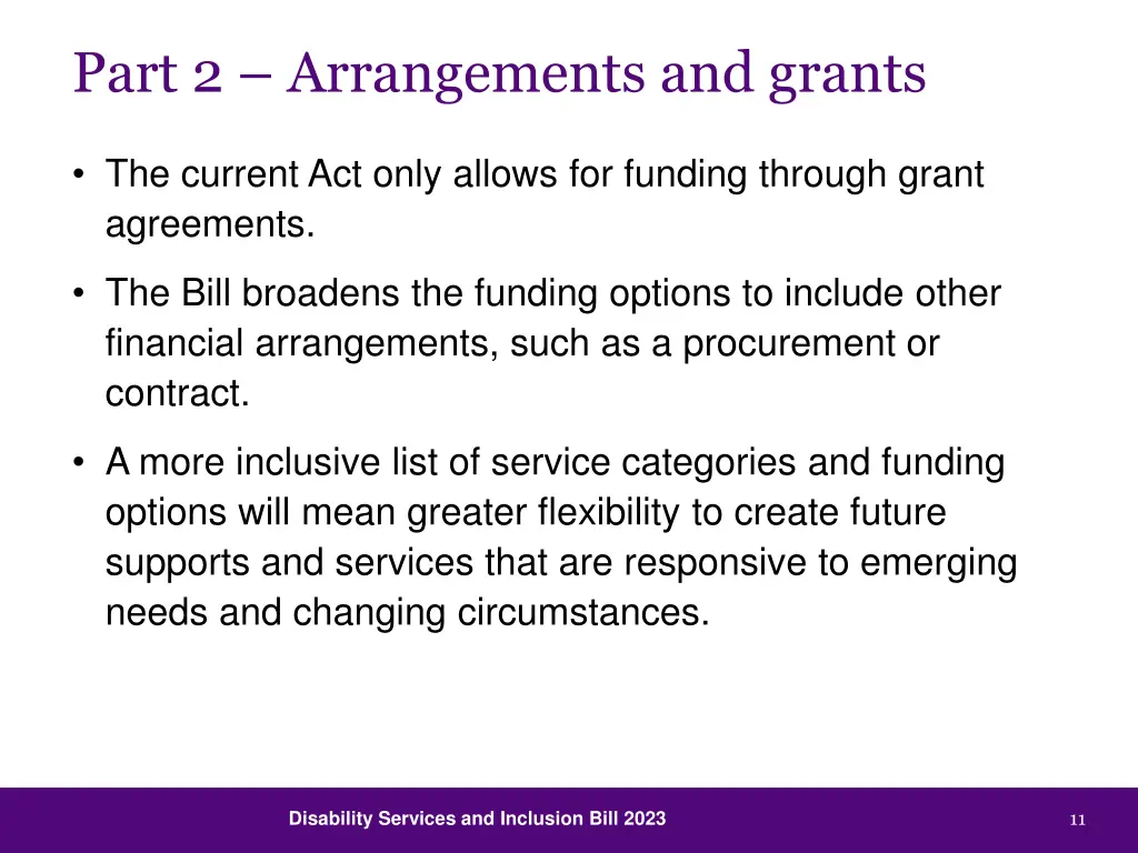 part 2 arrangements and grants