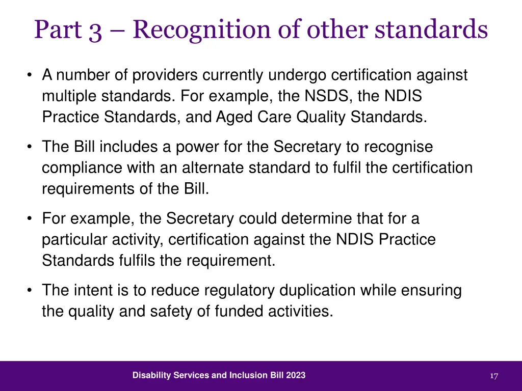 part 3 recognition of other standards