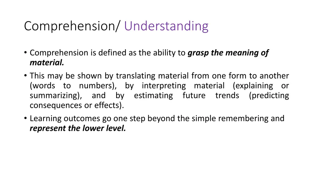comprehension understanding