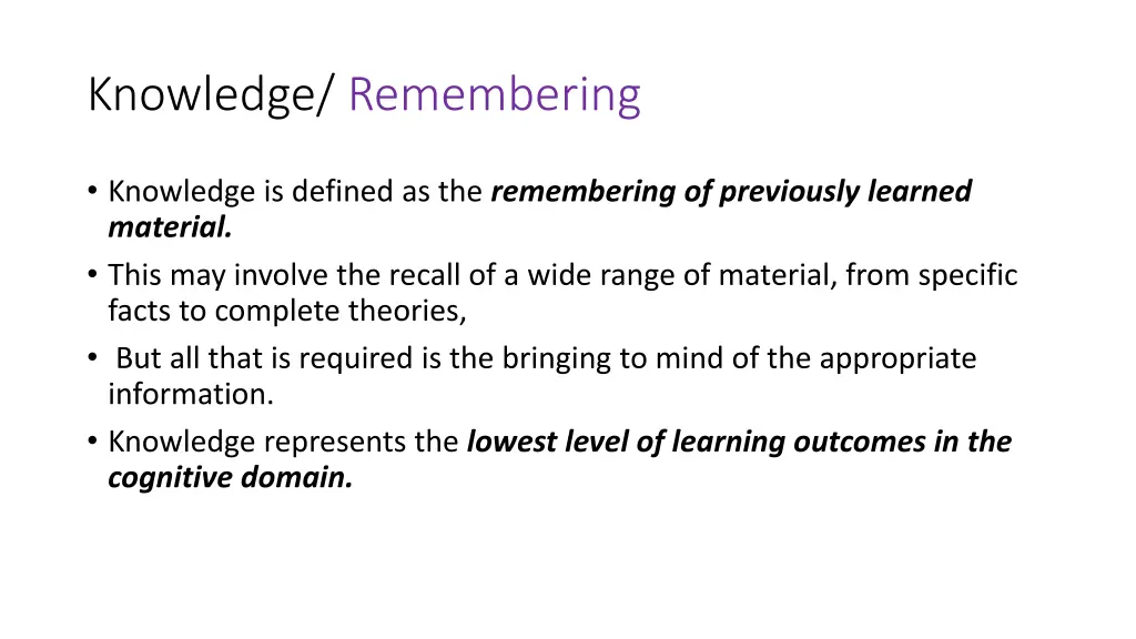knowledge remembering