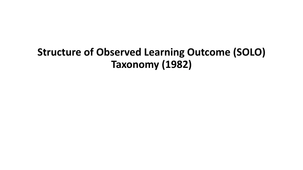 structure of observed learning outcome solo