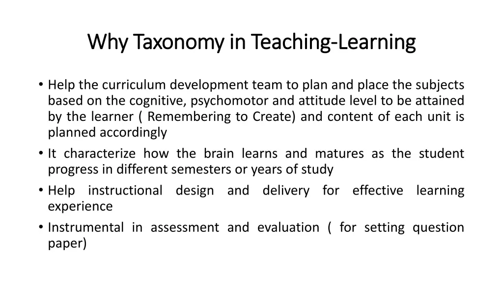 why taxonomy in teaching why taxonomy in teaching