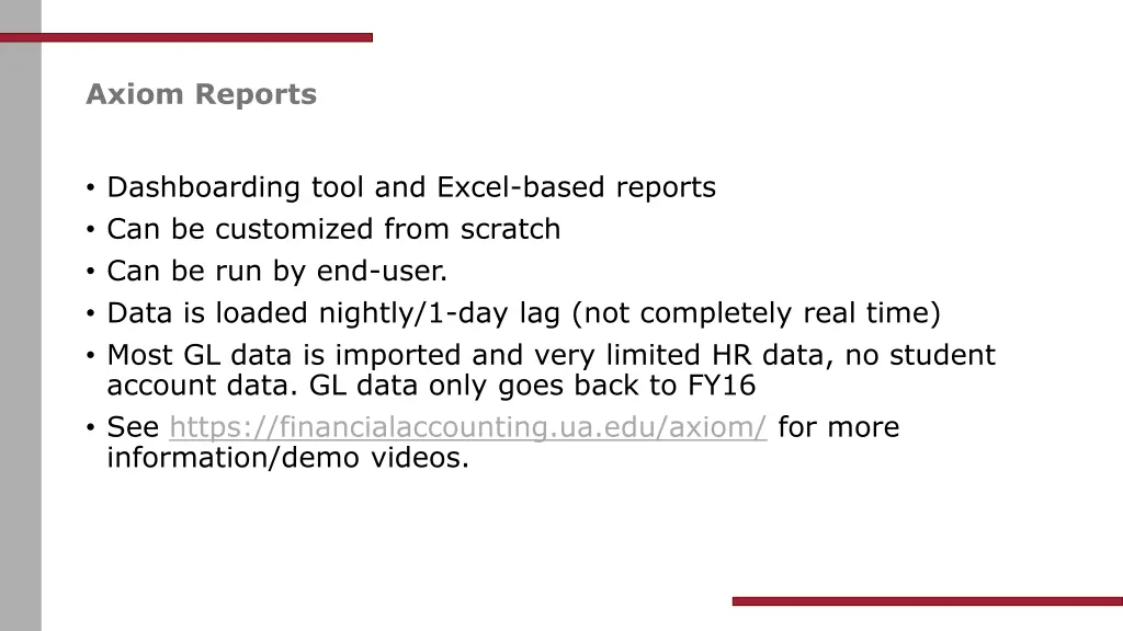 axiom reports