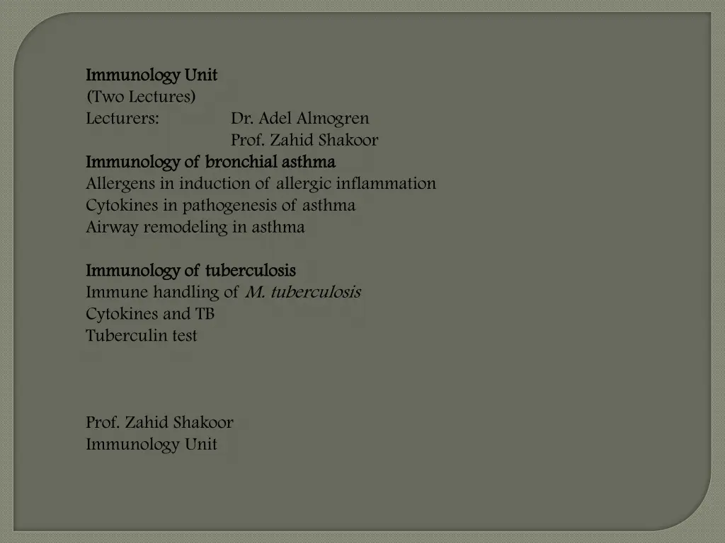 immunology unit immunology unit two lectures