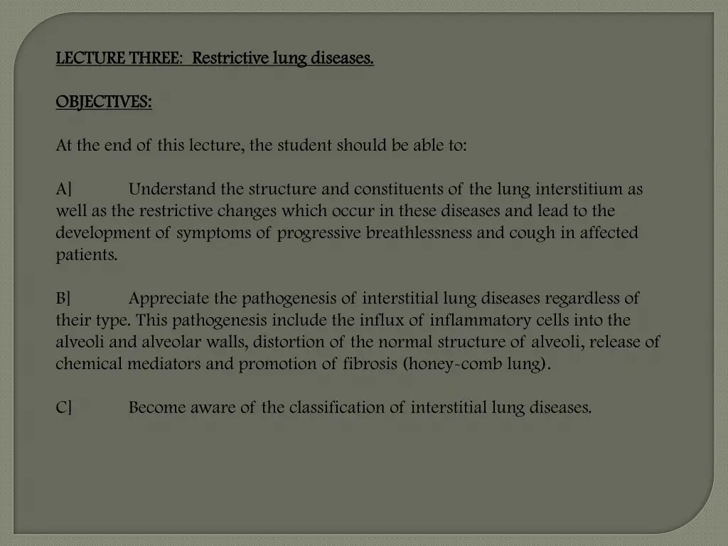 lecture three lecture three restrictive lung