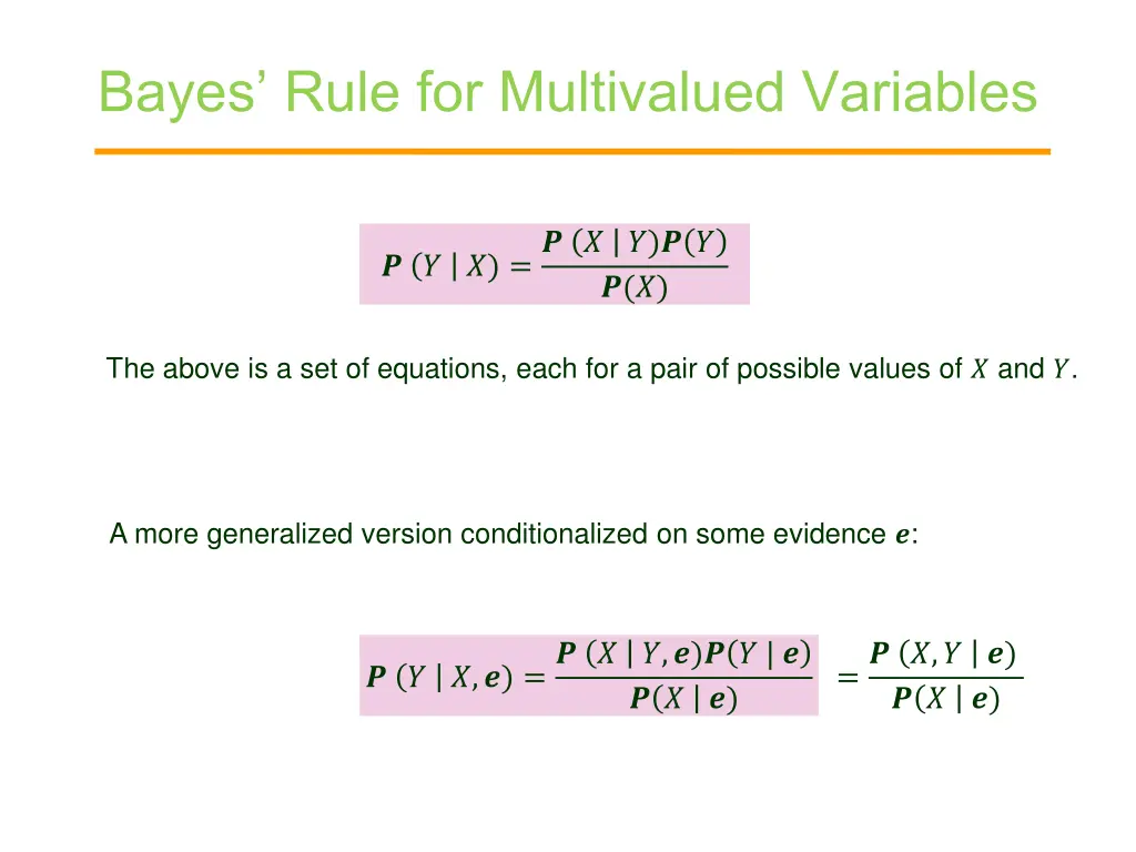 bayes rule for multivalued variables