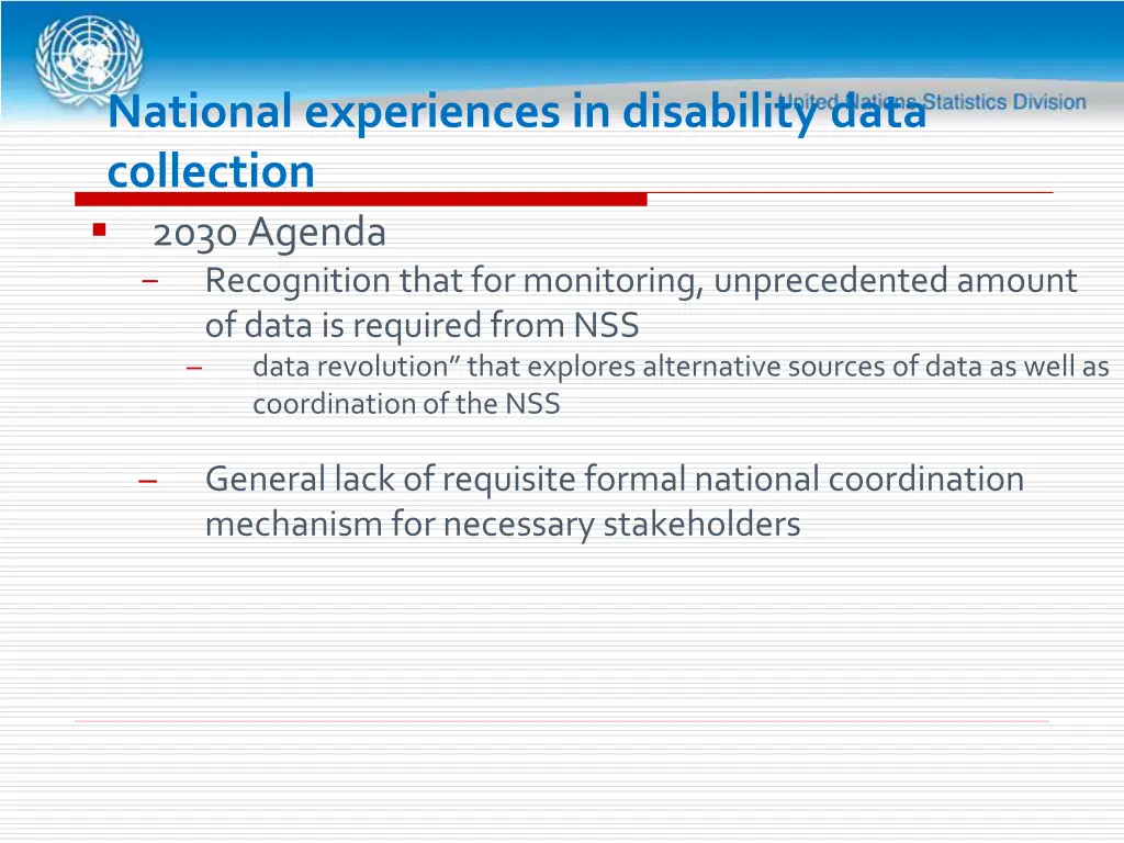 national experiences in disability data 1