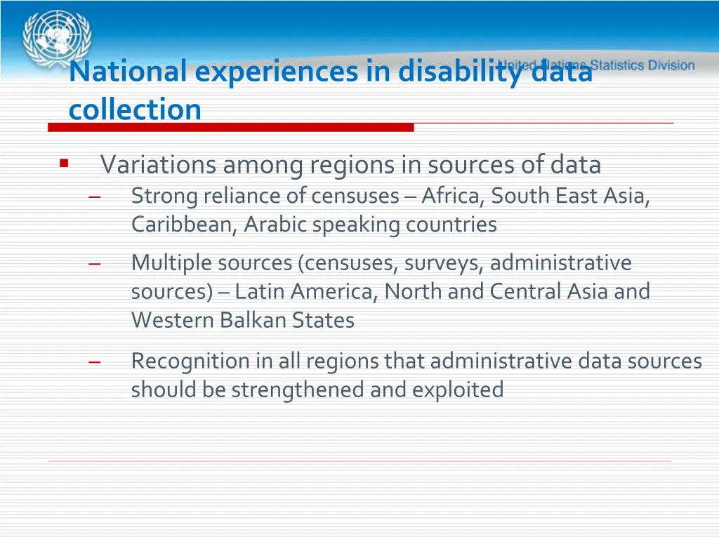 national experiences in disability data collection