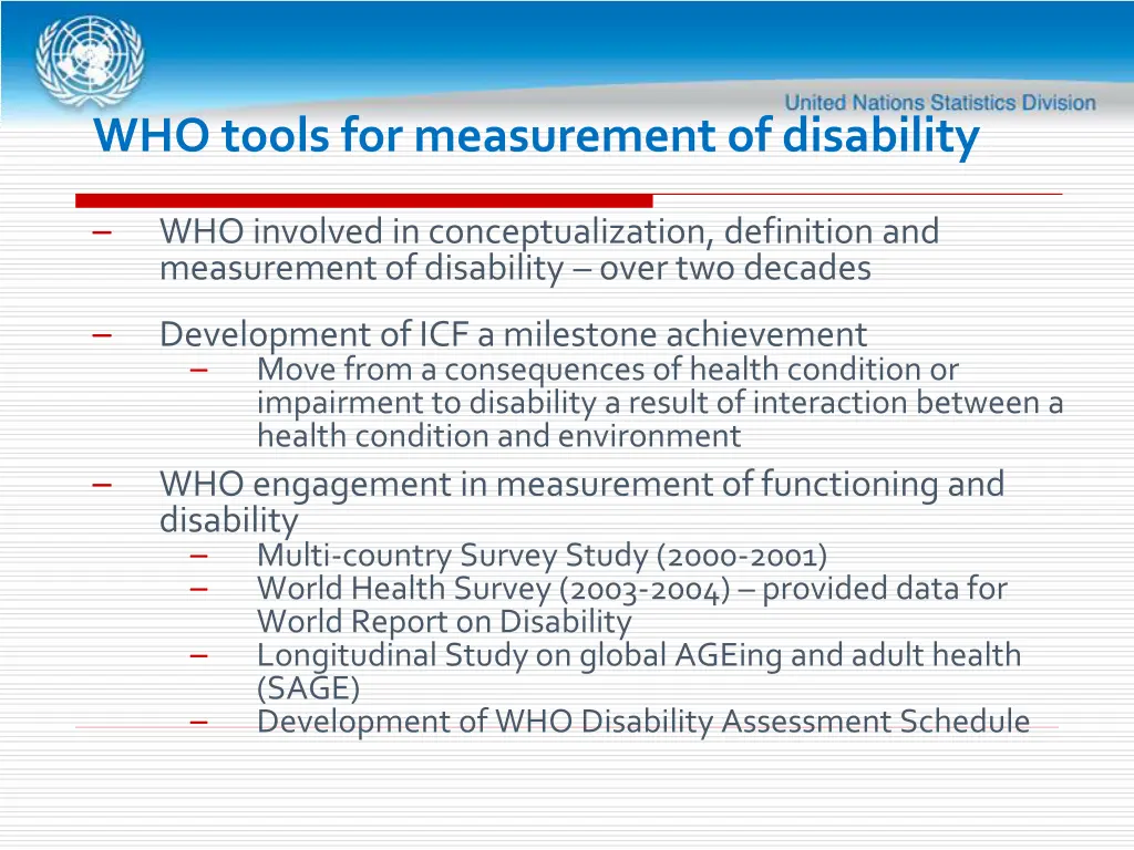 who tools for measurement of disability
