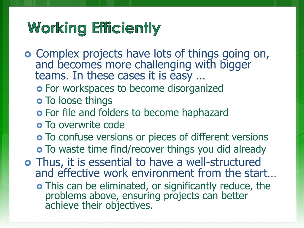 working efficiently