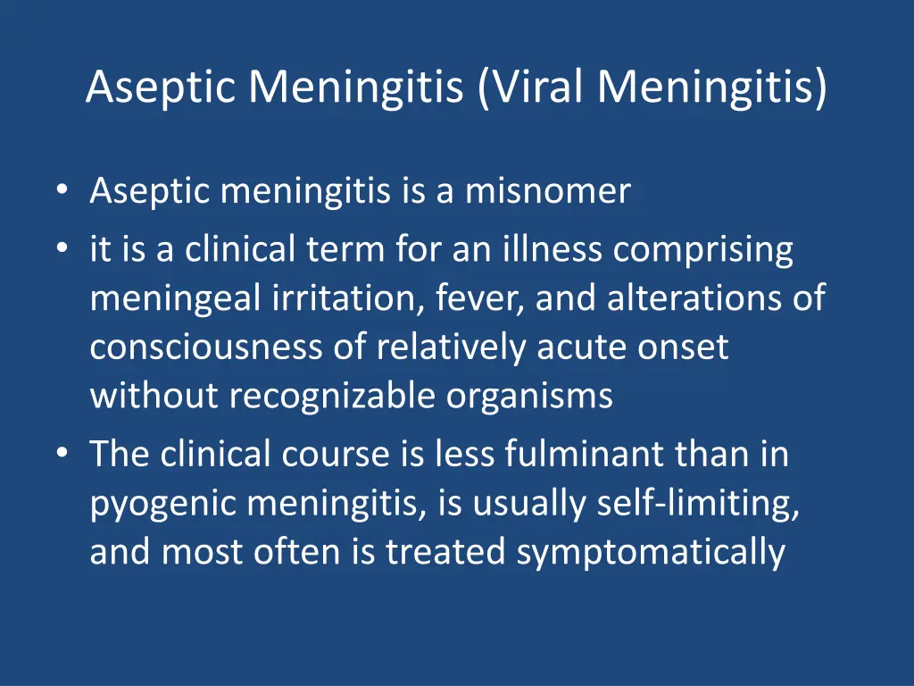 aseptic meningitis viral meningitis