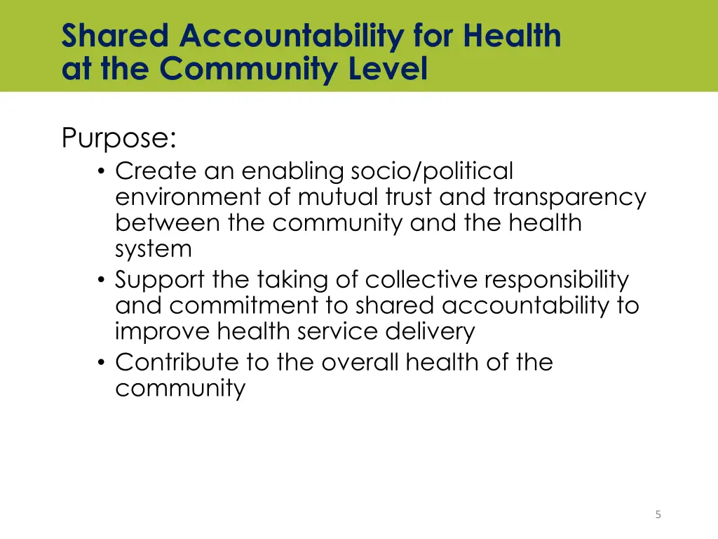 shared accountability for health at the community