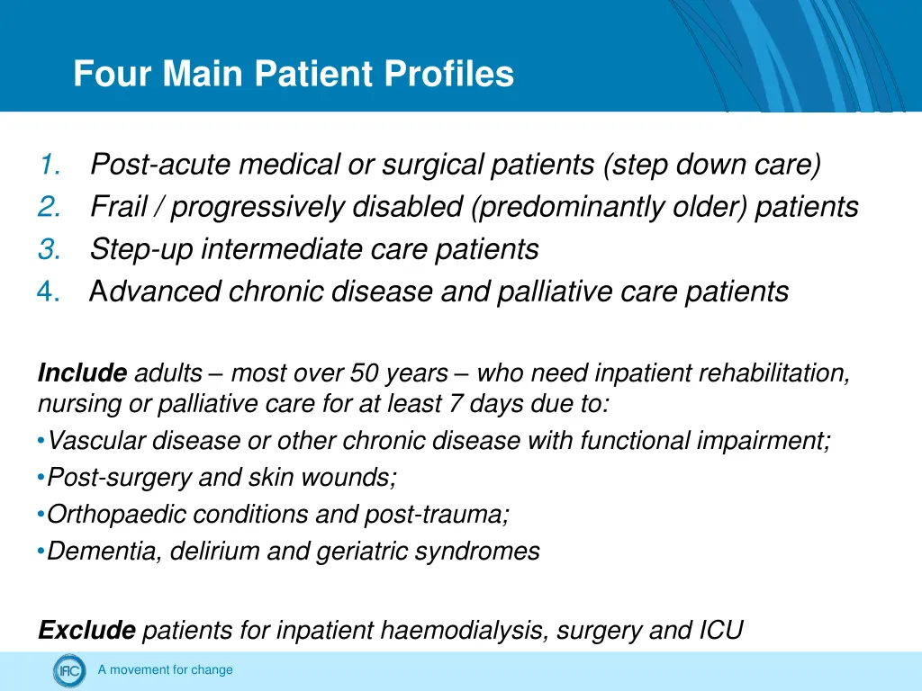 four main patient profiles