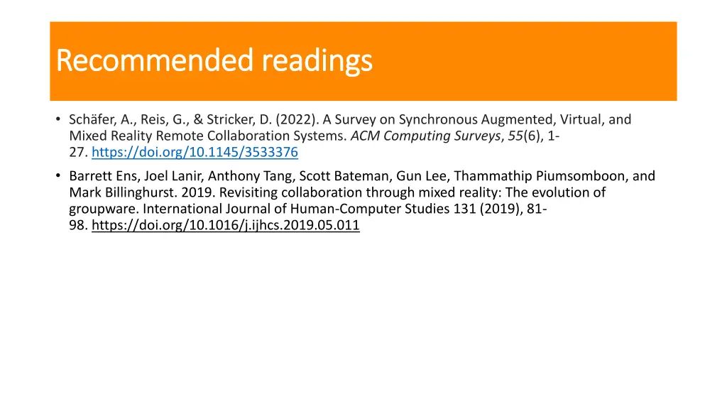 recommended recommended readings