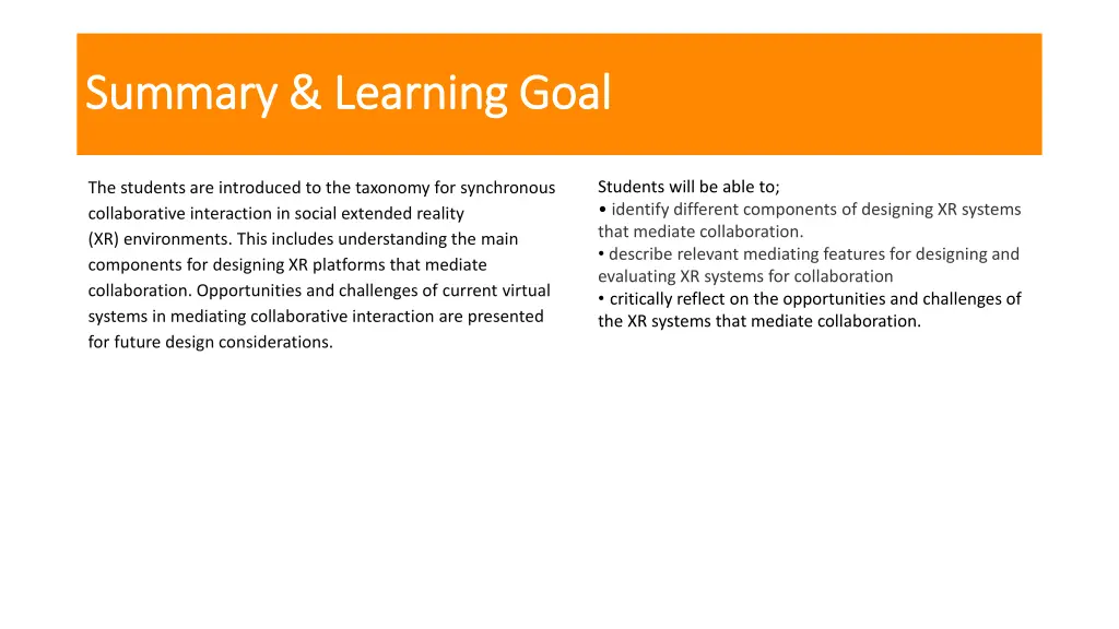 summary learning goal summary learning goal