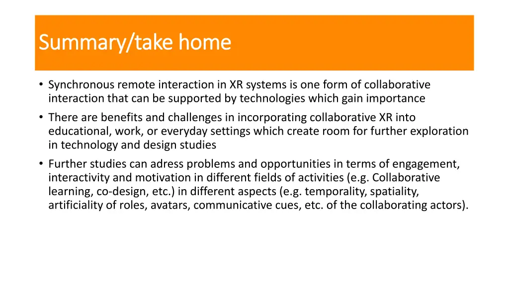 summary take home summary take home