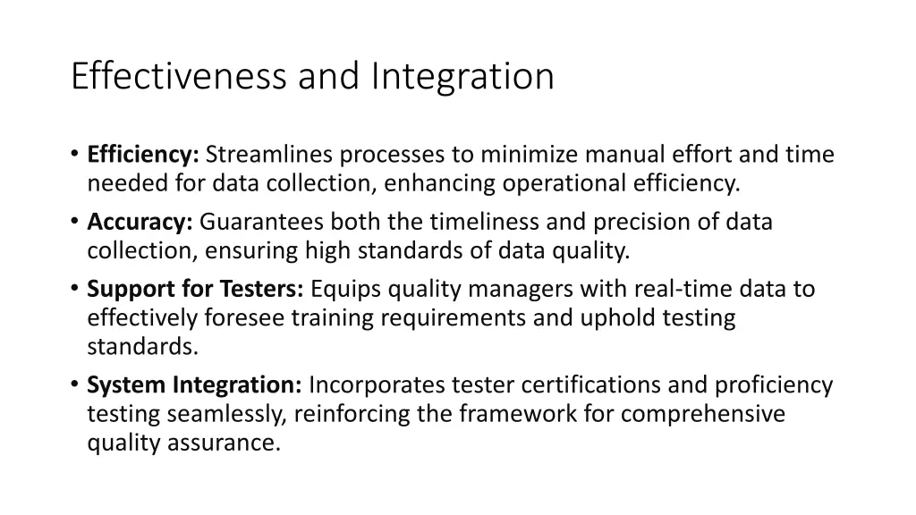 effectiveness and integration