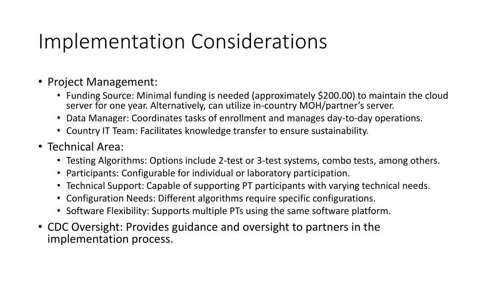 implementation considerations