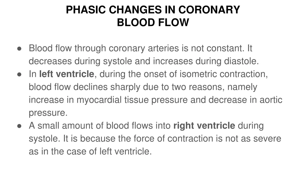 phasic changes in coronary blood flow