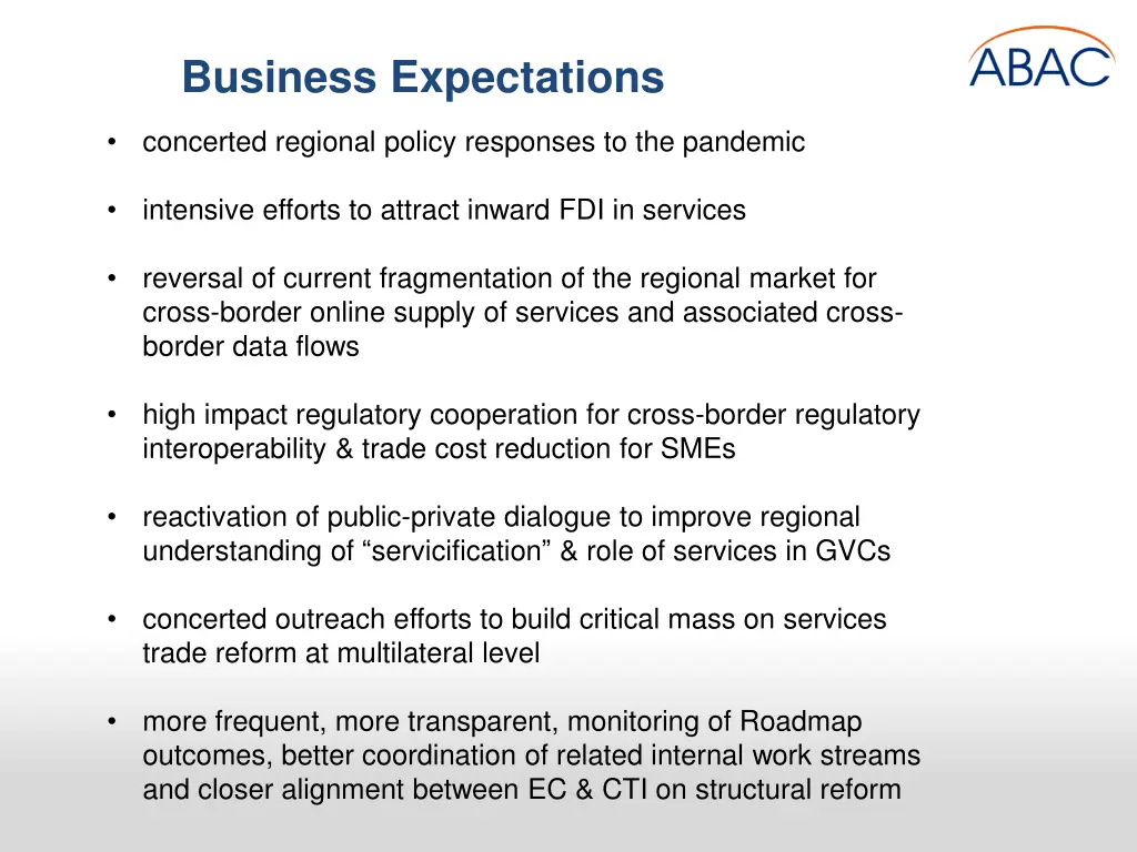 business expectations concerted regional policy