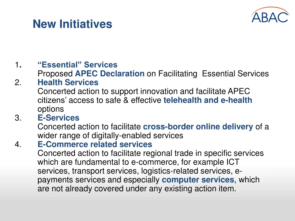 new initiatives
